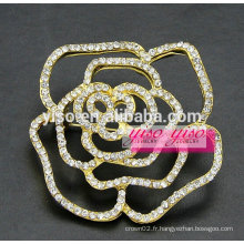 Broche de mariage en cristal de fleurs en or et en argent